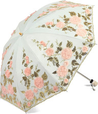 Ladies Anti-UV Lace Embroidery Sun Parasol Folding Umbrella Wedding Umbrella