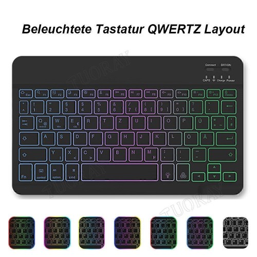 QWERTZ Beleuchtete Tastatur Hülle Für iPad 6/7/8/9/10th Gen Air 11" Pro 11" 2025 - Bild 4 von 72