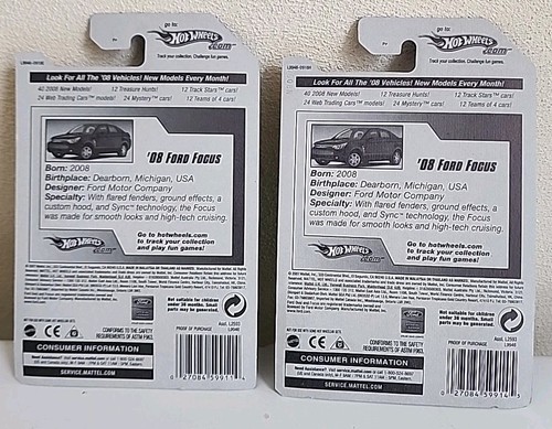 2008 Hot Wheels '08 Ford Focus Yellow & Blue Lot of 2 New Sealed - Picture 2 of 2