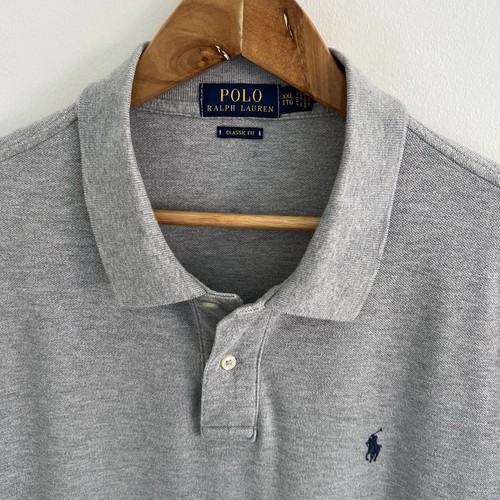 Ralph Lauren Polo Shirt Size 2XL XXL Mens Grey Solid Classic Fit Short Sleeve - Picture 2 of 9