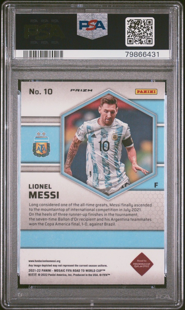 世界10枚限定！2022 PANINI MOSAIC INSIGNE 10シリ 2021-22 Panini Mosaic FIFA Reactive Blue Lionel Messi #10 PSA