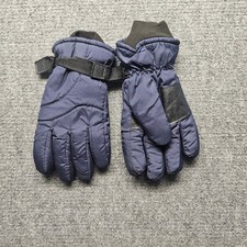 Navy Blue Insulated Winter Gloves Fleece Lined Adjustable Wrist Strap Size L