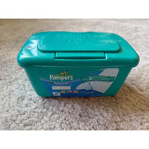 Vintage Pampers Natural Aloe unparfümiert Baby Feuchttücher Wanne Behälter türkis türkis - Bild 2 von 4