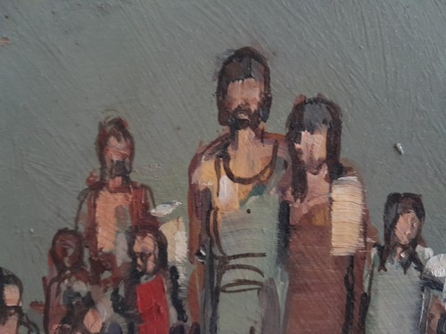 JOHN CARTER 1927-2004 POST IMPRESSIONIST OIL ON BOARD AN EAST END COMMUNITY 1970 - Picture 8 of 10