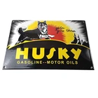 Vintage Husky Gasoline Sign - Gas Service Pump Porcelain Advertising Sign