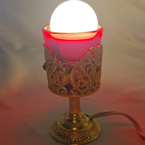 Vintage Schmuckmahnwache Windlicht Schnurlampe, 70er Jahre