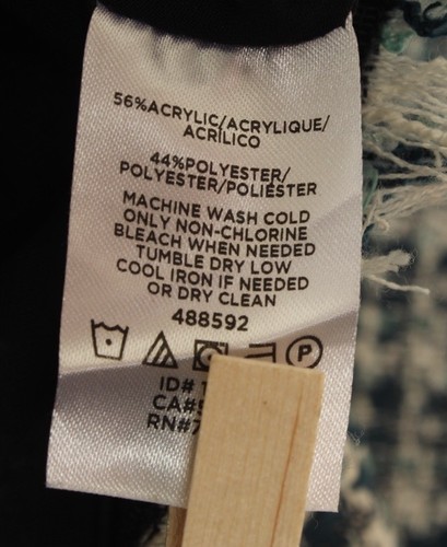 Ann Taylor Shirt Women’s 0 Blue White Striped Tweed Fringe Lined Pullover Knit - Picture 6 of 6
