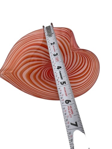 Two's Company Orange White Swirl Heart Art Glass Dish Bowl Decor Trinket - Picture 5 of 6