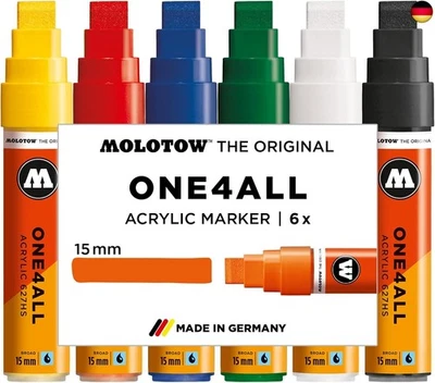 BESUCHE DEN MOLOTOW-STORE Molotow One4All 627HS Acryl Marker Basic Set 1 (15,0 mm Strichstärke,