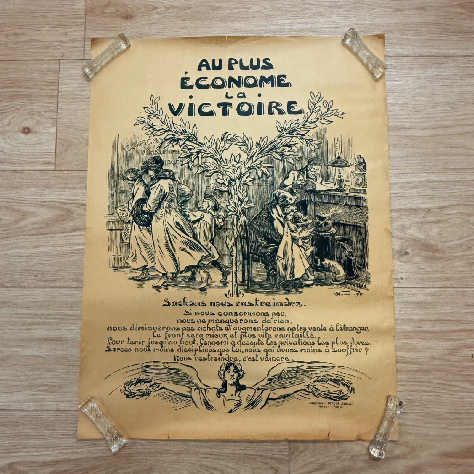 Affiche Victor Prouvé Au plus économe la victoire 1918 WW1