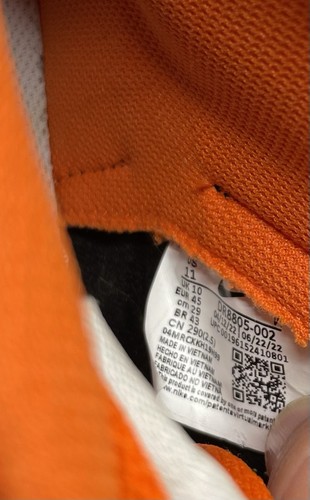 Nike Dunk High Retro “Chenille Swoosh” Safety Orange Sneakers Mens US 11 - Picture 19 of 20