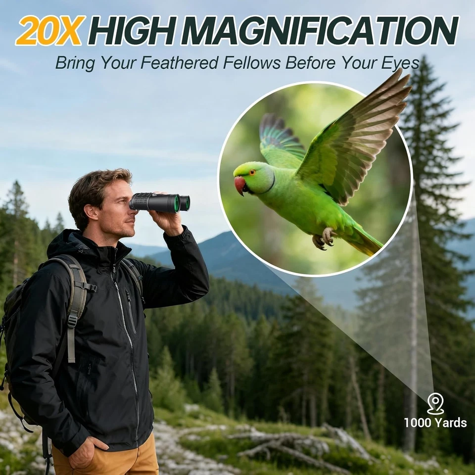 Binoculars for Adults High Powered 20x 52mm Low Light Bird Watching Stargazing - Image 4 of 4