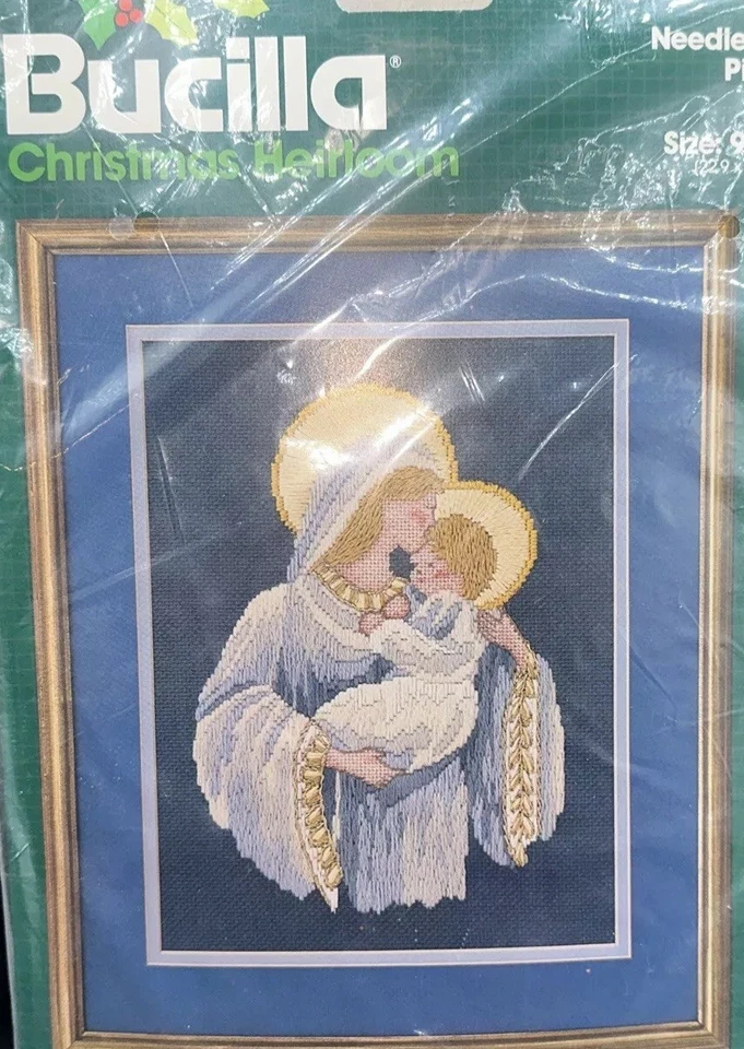 Nuevo Kit Punta Aguja Bucilla VIRGEN Y NIÑO Navidad Religiosa 9 x 12 De Colección Foto 2 de 4