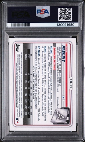 2020 BOWMAN DRAFT CHROME DRAFT PICKS AUTOGRAPHSJESSE FRANKLIN V CDAJFR PSA 9 - Picture 2 of 3