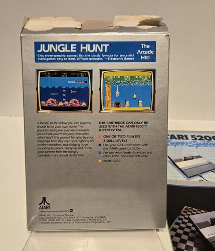 Vintage 1983 Jungle Hunt Atari 5200 100% Complete CIB Cartridge Box Manual - Picture 3 of 7