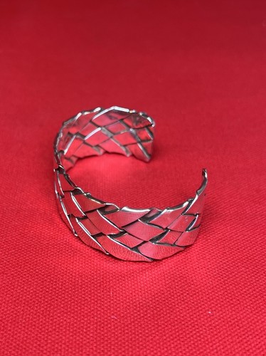 Heavy Sterling Silver 925 Braided Cuff Bracelet – 42.5g Handcrafted Design - Picture 3 of 12