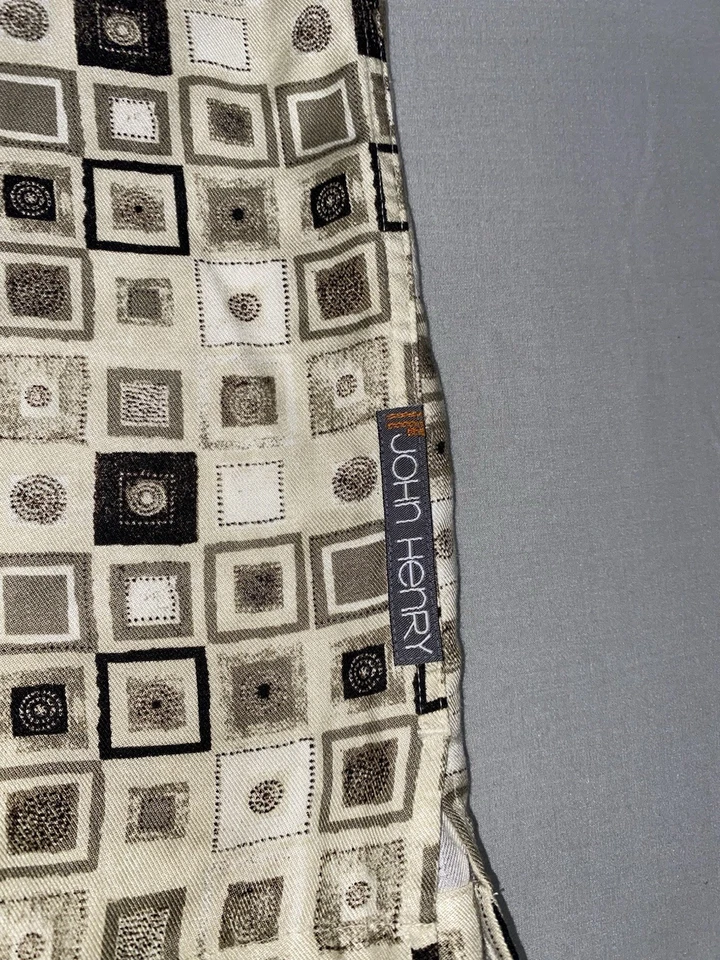 复古 John Henry 纽扣衬衫复古时髦图案 100% 人造丝男式 XXL 码 — 第 4/4 张图片