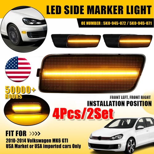 2-20Pcs Fit For 2010-2014 VW MK6 Front GTI Bumper Side Marker Light Amber/White - Picture 14 of 24