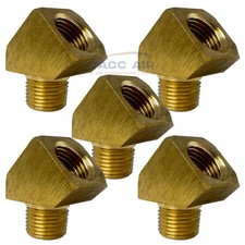5 Pack 45 Degree 1/8" NPT Pipe Thread Brass Street Elbow Fitting Adapter