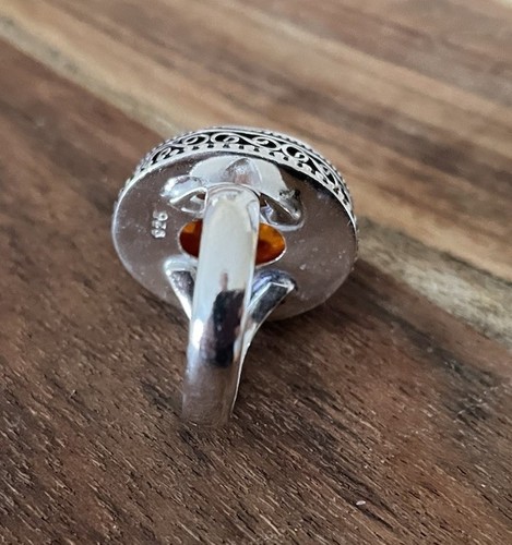 Size 8 Baltic Amber Ring - 925 Sterling Silver plated -New - Picture 4 of 4