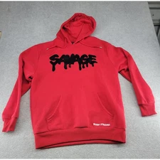 Galaxy by Harvic Savage Rhinestone Hoodie Mens Large Red Born Strong Pullover