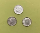 (3) 1964 Roosevelt Dime 10c - 90% Silver US Dime 10 Cent Green