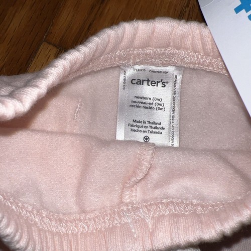 Baby Girl Clothes Carter's Newborn 2pc Set Pink Sweatsuit Hooded Outfit NEW TAGS - Bild 5 von 6