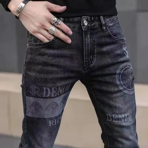 Neu Jeans Slim Streetwear 90er Hip Hop Skinny Grafik Designer Kleidung - Bild 11 von 25