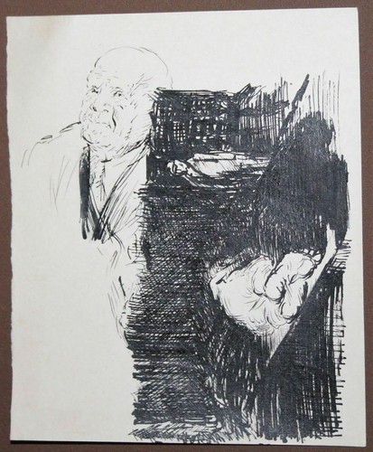 Vintage Tuschemalerei Impressionist Portrait - Bild 4 von 7
