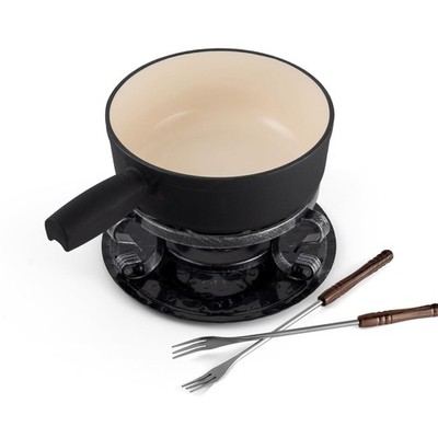 Swissmar Lugano Cast Iron Cheese Fondue Set, 9-Piece, 2 QT / 2 L - Ideal f