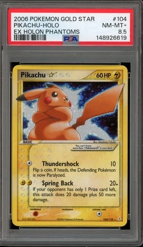 Pokemon Pikachu Gold Star EX Holon Phantoms Holo Ultra Rare #104 PSA 8.5