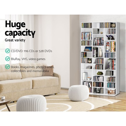 Artiss Bookshelf Display Shelves CD DVD Storage Rack Stand Bookcase White BERT - Picture 3 of 9