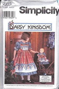 UNCUT-Vintage-Simplicity-Sewing-Pattern-Girls-Daisy-Kingdom-Dress-Pinafore-7303