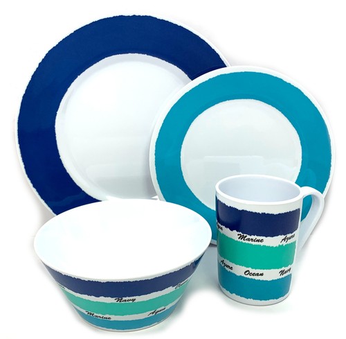 Kit de vaisselle mélamine pour 4 personnes 16 pièces vaisselle de camping kit dîner camping - Photo 2/7