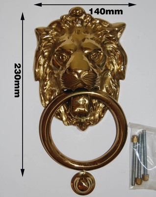 Lion Door Knocker Solid Brass Polish 140 230mm Ref 1 Ebay