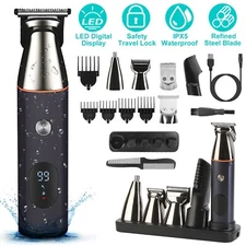 Electric Razor Men Trimmer Cordless Hair Shaver Clipper Grooming Kit Waterproof