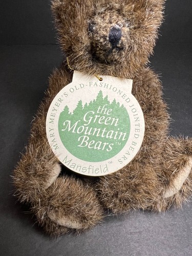 Vintage 1993 Green Mountain Bear Mary Meyer Brown Mansfield Plush w/ Tag 6.5" - Picture 2 of 10