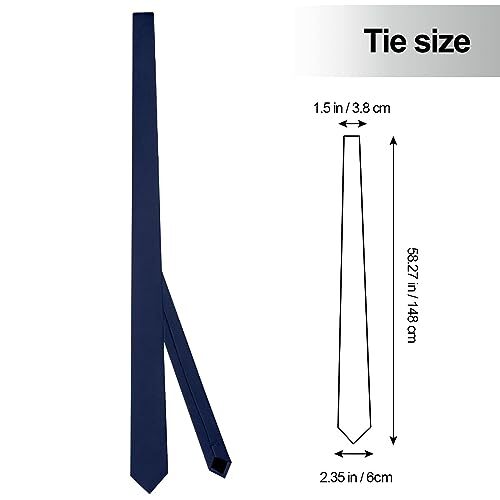 Skinny Black Ties For Men Solid Pure Color Formal Slim Neckties 2.35" Navy Blue - Bild 6 von 6