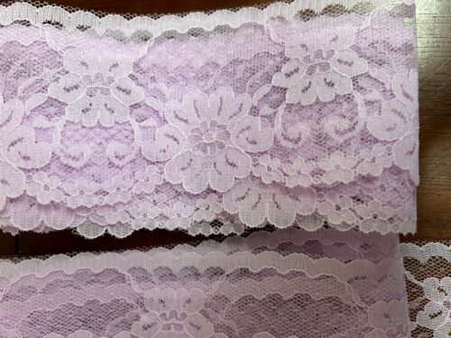 4 yards Heirloom SCALLOPED TRIM Lace Purple Floral 3 1/4"" wide Vintage L29 - Picture 9 of 10