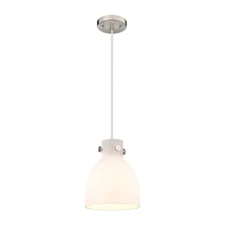 Innovations Newton Bell 1 Lt 8" Cord Pendant, SN/White - 410-1PS-SN-G412-8WH