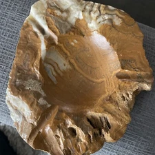 Vintage Carved Natural Stone Polished Ashtray Cigarette Cigar Marble Onyx