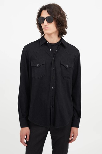 Camisa Western Saint Laurent en Denim Negro - Pequeña, Mediana y Grande - Nueva con Etiquetas £620 - Imagen 2 de 17