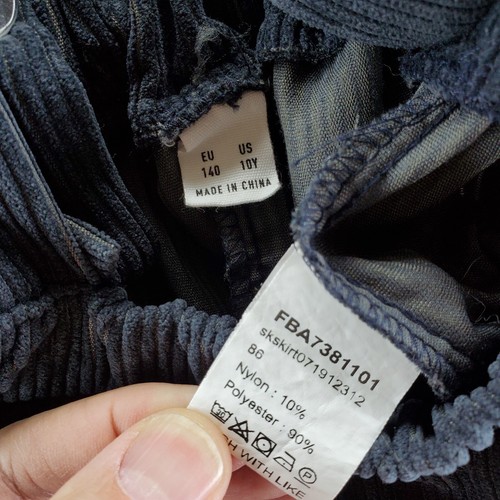 Dark Gray Corduroy Decorative Button Front Suspender Skirt Size 10Y - Picture 3 of 7