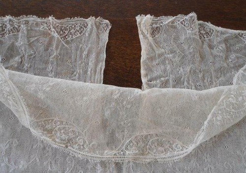 Vintage Valenciennes Lace Bertha Collar Shawl Flounce Set Beaded Crafts Trim - Picture 5 of 12