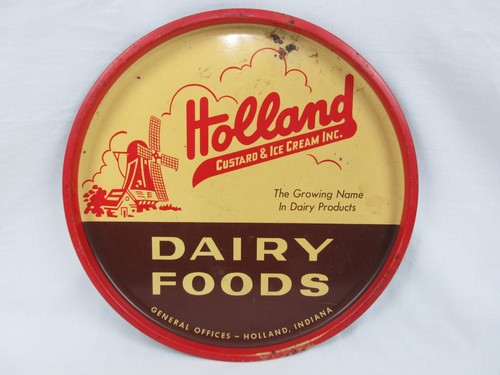 Vintage Metal Enamel Holland Indiana Dairy Foods Custard and Ice Cream Tray - Picture 2 of 6