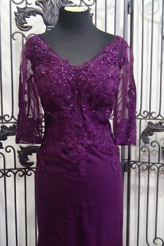 3005 VAL STEFANI 7630 PURPLE SZ 14 $517 FORMAL NEW GOWN DRESS - Picture 5 of 11