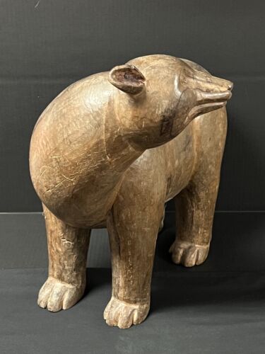 VINTAGE CARVED WOOD POLAR BEAR PAPER MACHE MOLD/SCULPTURE - Picture 3 of 7