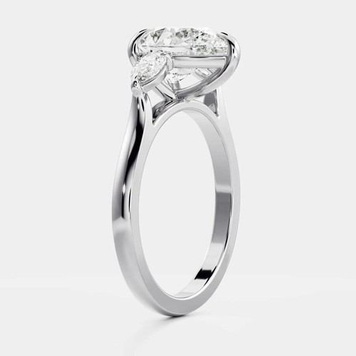 2.50 CT G VS1 Pear Cut Lab Grown Diamond 3 Stone Engagement Ring 14K White Gold - Picture 2 of 3