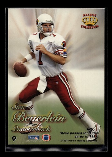 1994 Pacific Crown Collection PRISM #9 Steve Beuerlein (NM)(FTB) - Picture 2 of 2