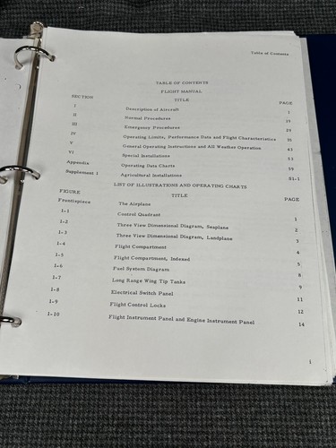 Vintage De Havilland Aircraft DHC-2 Beaver Flight Manual 3/56 - Copy in Binder - Picture 4 of 15